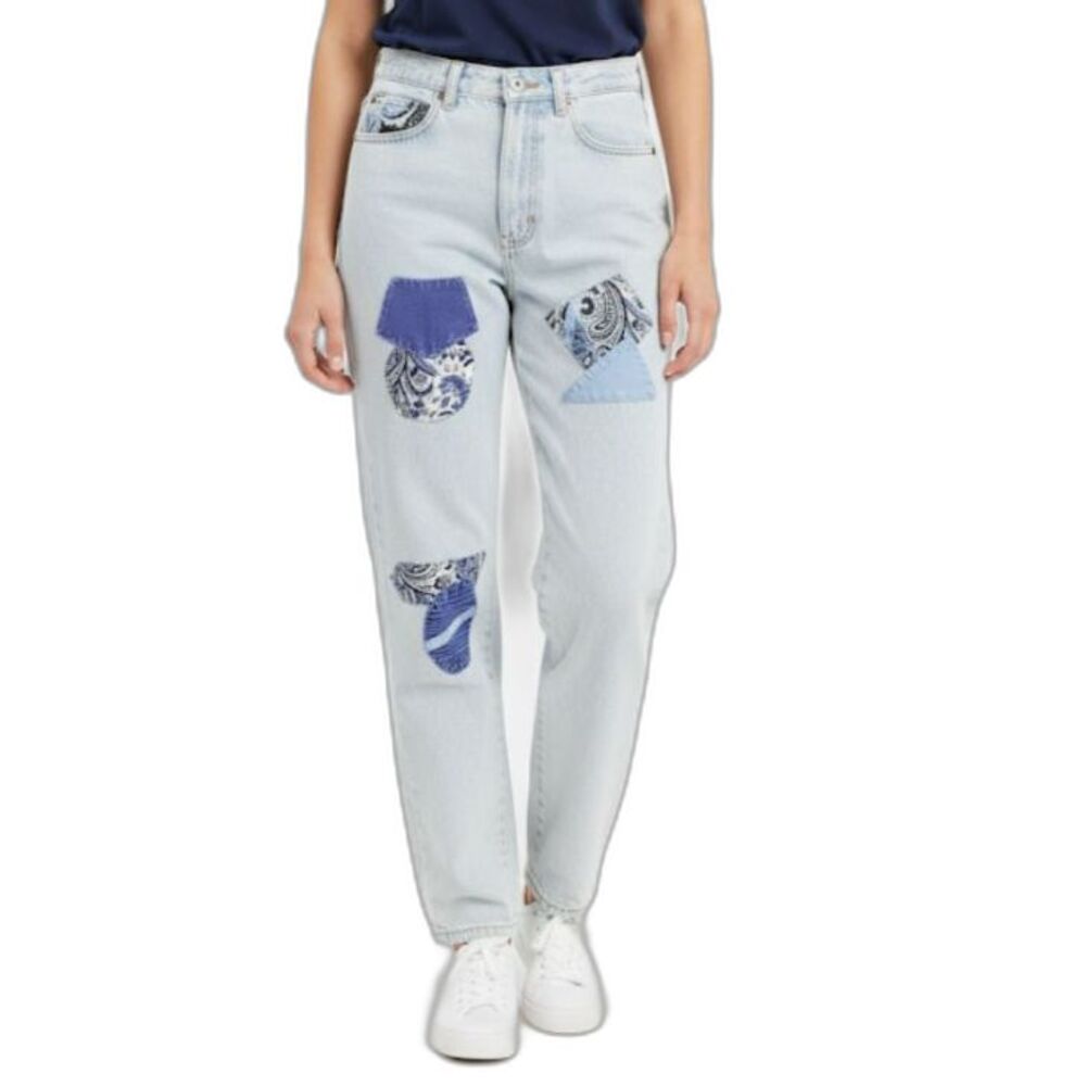 Vintage 90’s GET! Blue Denim High Rise Patchwork Appliqué Mom Jeans Size 3/4